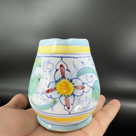 Hand Painted Italian Tuscan Pottery Small Pitcher Creamer Hand Crafted Italy VTG - Picture 14 of 15